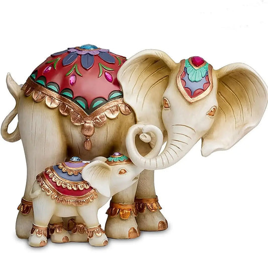 Mother And Child Loving Elephant Figurine