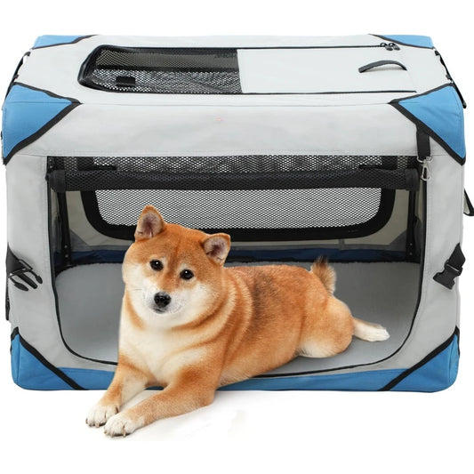 Collapsible Dog Crate, 4-Door Portable Travel Dog Crate