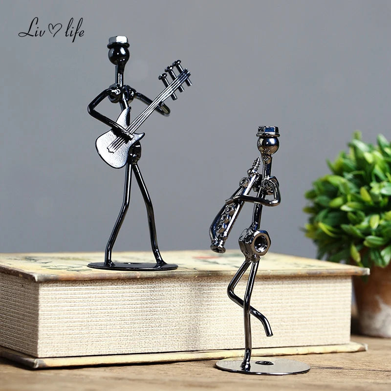 Metal Musician Guitar Player Statue Musical Instrument